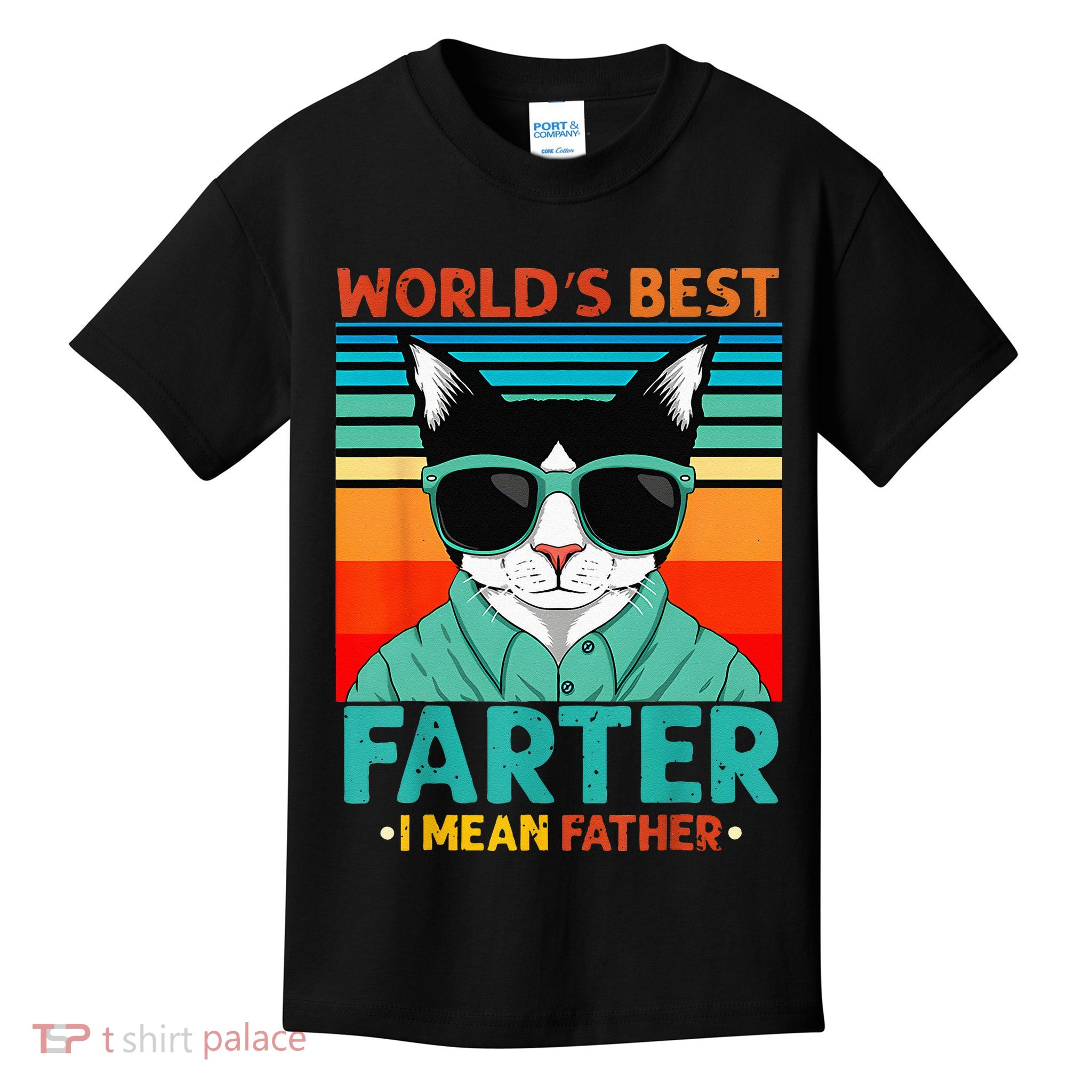 Worlds Best Farter I Mean Father Best Cat Dad Ever Kids T-Shirt