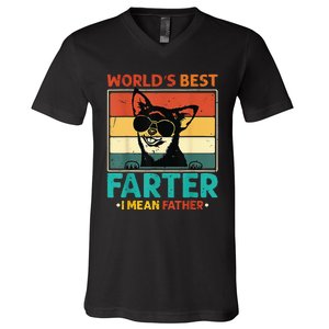 World's Best Farter I Mean Father Dog Dad V-Neck T-Shirt