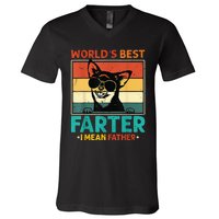 World's Best Farter I Mean Father Dog Dad V-Neck T-Shirt