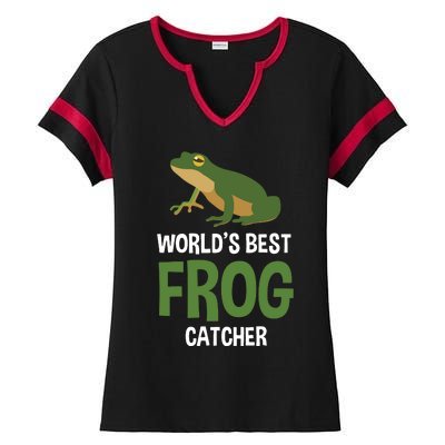 World's Best Frog Catcher Gift Frog Hunter Ladies Halftime Notch Neck Tee