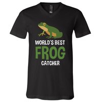 World's Best Frog Catcher Gift Frog Hunter V-Neck T-Shirt