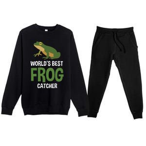 World's Best Frog Catcher Gift Frog Hunter Premium Crewneck Sweatsuit Set