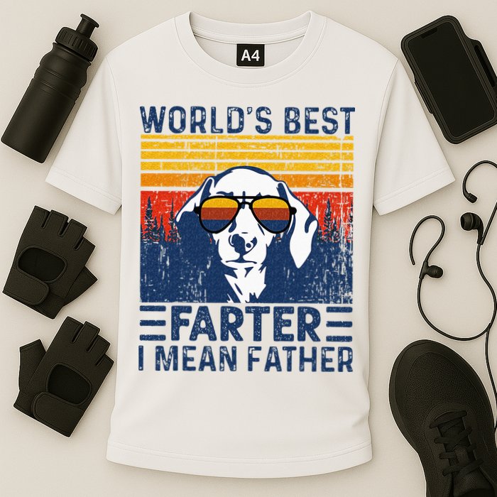 Worlds Best Farter I Mean Father Funny Best Dog Dad Ever Cooling Performance Crew T-Shirt