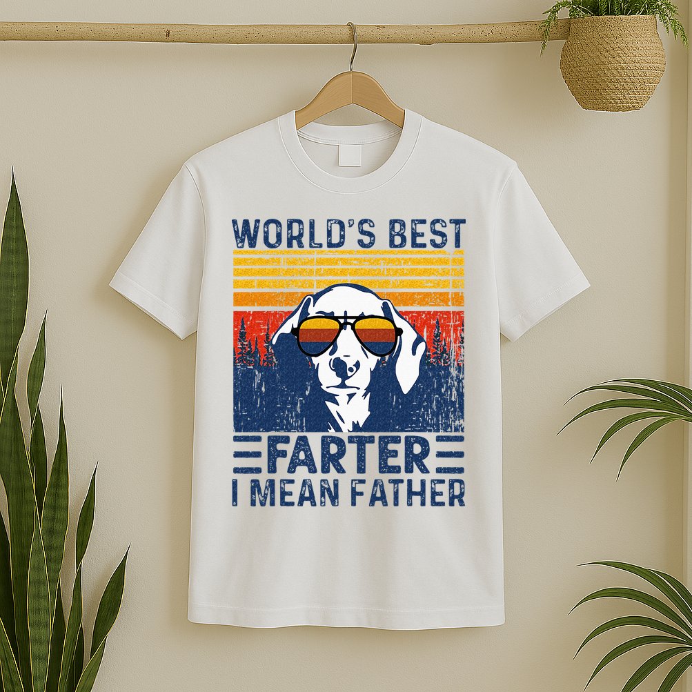 Worlds Best Farter I Mean Father Funny Best Dog Dad Ever T-Shirt