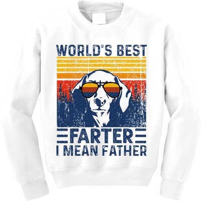 Worlds Best Farter I Mean Father Funny Best Dog Dad Ever Kids Sweatshirt