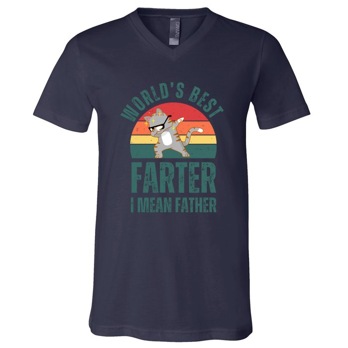 World’s Best Farter I Mean Father Vintage V-Neck T-Shirt