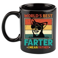 Worlds Best Farter I Mean Father Best Dad Ever Cool Dog 11oz C Handle Ceramic Mug