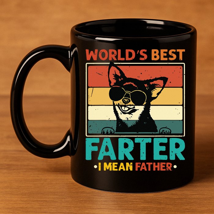Worlds Best Farter I Mean Father Best Dad Ever Cool Dog 11oz C Handle Ceramic Mug