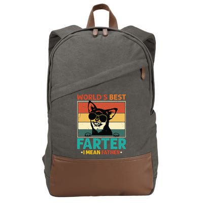 Worlds Best Farter I Mean Father Best Dad Ever Cool Dog Cotton Canvas Backpack