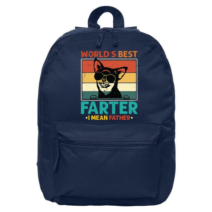 Worlds Best Farter I Mean Father Best Dad Ever Cool Dog 16 in Basic Backpack