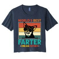 Worlds Best Farter I Mean Father Best Dad Ever Cool Dog Women's Crop Top Tee