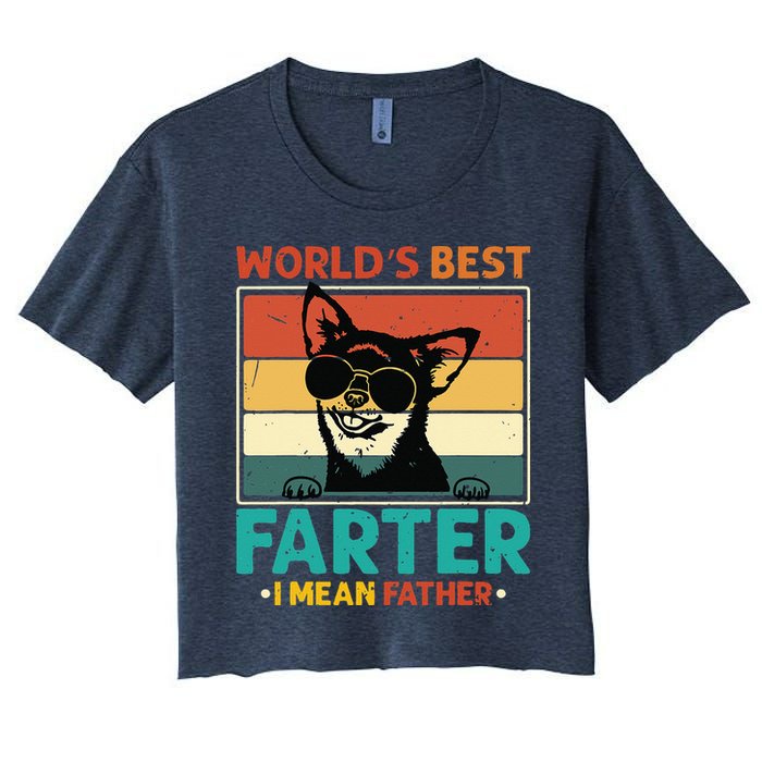 Worlds Best Farter I Mean Father Best Dad Ever Cool Dog Women's Crop Top Tee