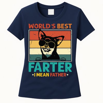 Worlds Best Farter I Mean Father Best Dad Ever Cool Dog Womens T-Shirt