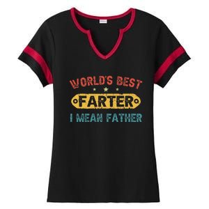 World's Best Farter I Mean Father Funny Father's Day Ladies Halftime Notch Neck Tee