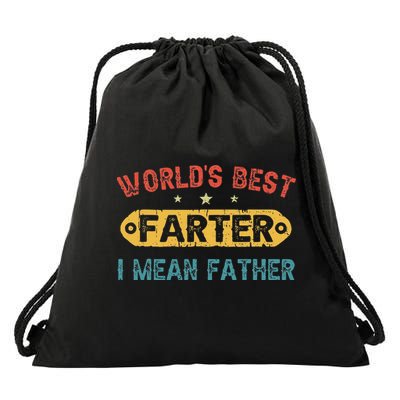 World's Best Farter I Mean Father Funny Father's Day Drawstring Bag