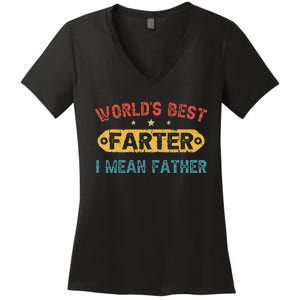 World's Best Farter I Mean Father Funny Father's Day Women's V-Neck T-Shirt