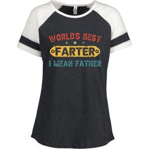 World's Best Farter I Mean Father Funny Father's Day Enza Ladies Jersey Colorblock Tee