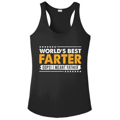 Worlds Best Farter Oops I Meant Father Funny Ladies PosiCharge Competitor Racerback Tank