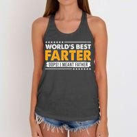 Worlds Best Farter Oops I Meant Father Funny Women's Knotted Racerback Tank