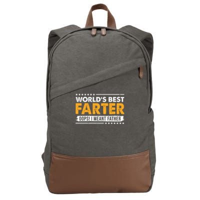 Worlds Best Farter Oops I Meant Father Funny Cotton Canvas Backpack