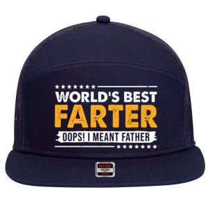 Worlds Best Farter Oops I Meant Father Funny 7 Panel Mesh Trucker Snapback Hat