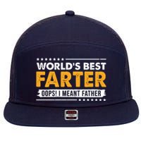 Worlds Best Farter Oops I Meant Father Funny 7 Panel Mesh Trucker Snapback Hat