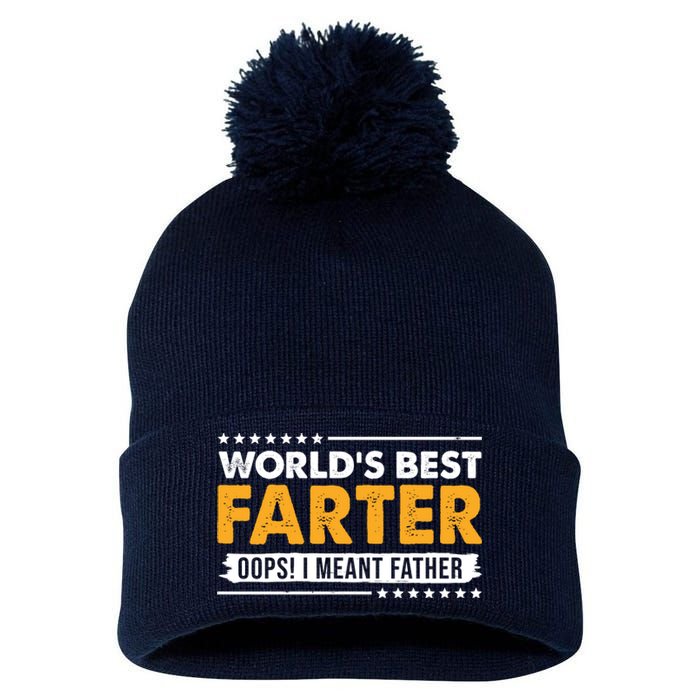 Worlds Best Farter Oops I Meant Father Funny Pom Pom 12in Knit Beanie