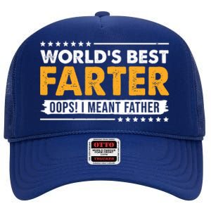 Worlds Best Farter Oops I Meant Father Funny High Crown Mesh Back Trucker Hat