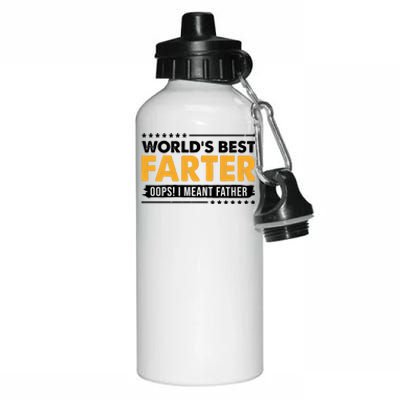 Worlds Best Farter Oops I Meant Father Funny Aluminum Water Bottle 