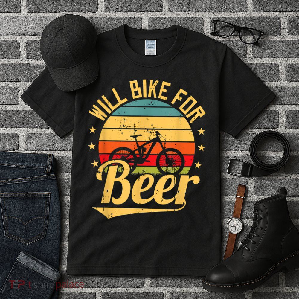 Will Bike For Beer Funny Bike Lovers Biking Vintage Tall T-Shirt