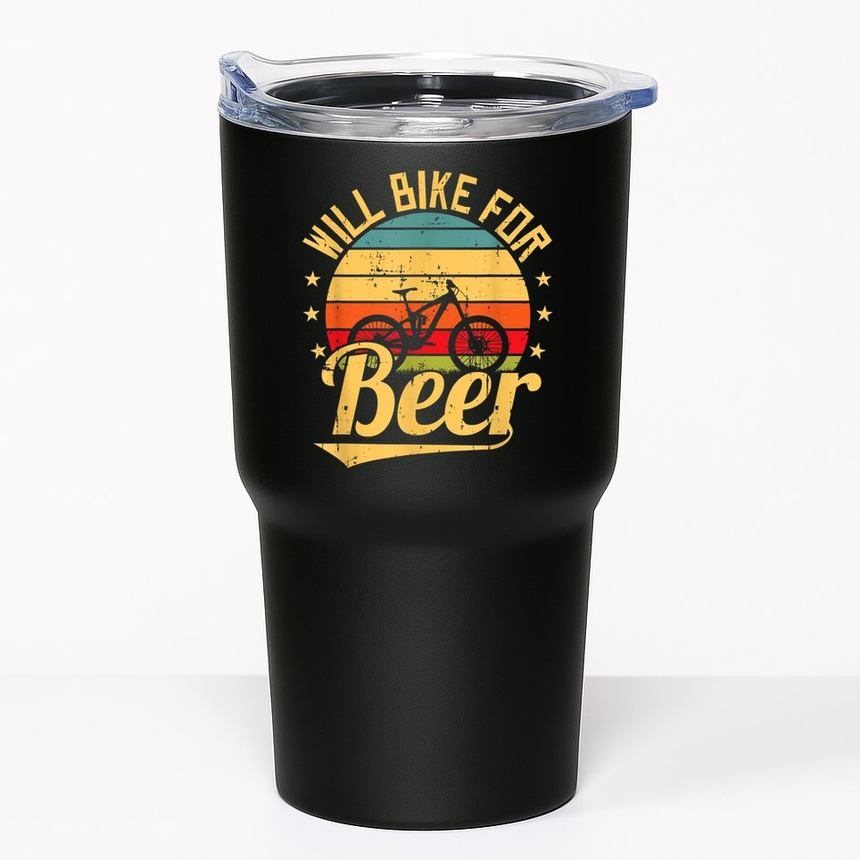 Will Bike For Beer Funny Bike Lovers Biking Vintage Tumbler