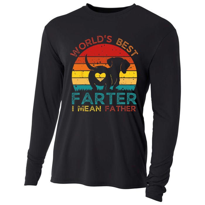 Worlds Best Farter I Mean Father Best Dad Ever Funn Dog Cooling Performance Long Sleeve Crew