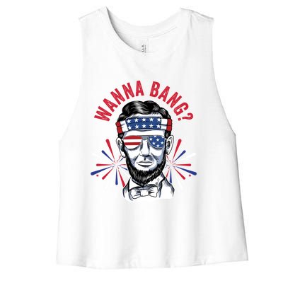 Wanna Bang? Fireworks Director Lincoln Gift Women's Racerback Cropped Tank