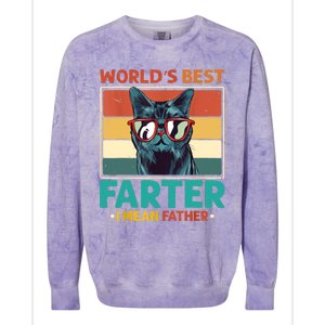 Worlds Best Farter I Mean Father Best Cat Dad Ever Colorblast Crewneck Sweatshirt