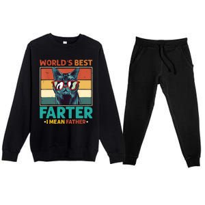 Worlds Best Farter I Mean Father Best Cat Dad Ever Premium Crewneck Sweatsuit Set