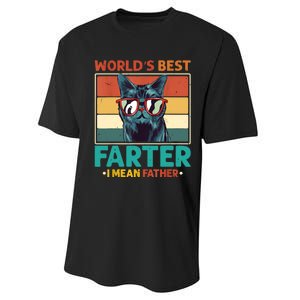 Worlds Best Farter I Mean Father Best Cat Dad Ever Performance Sprint T-Shirt