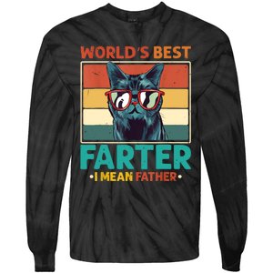 Worlds Best Farter I Mean Father Best Cat Dad Ever Tie-Dye Long Sleeve Shirt