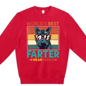 Worlds Best Farter I Mean Father Best Cat Dad Ever Premium Crewneck Sweatshirt