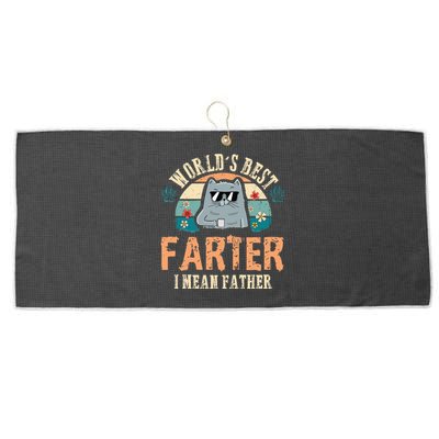 Worlds Best Farter I Mean Father Best Cat Dad Ever Large Microfiber Waffle Golf Towel