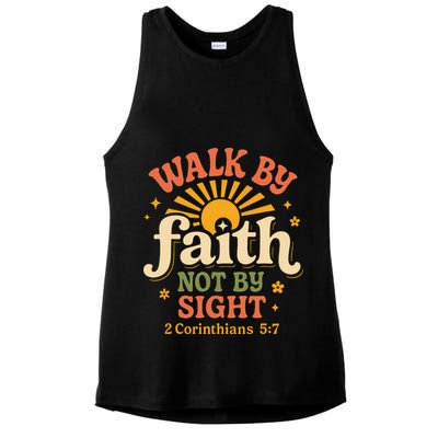 Walk By Faith Not By Sight 2 Corinthians 57 Christian Quote Ladies PosiCharge Tri-Blend Wicking Tank