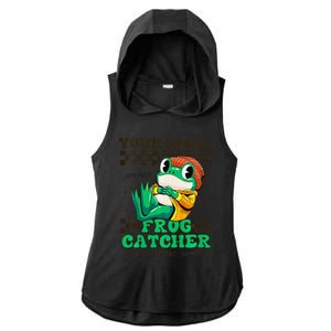 WorldS Best Frogcatcher Funny Frog Hunter Ladies PosiCharge Tri-Blend Wicking Draft Hoodie Tank