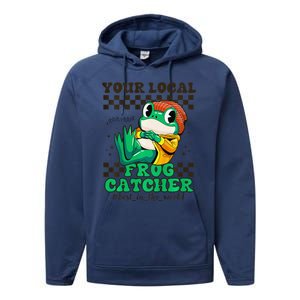 WorldS Best Frogcatcher Funny Frog Hunter Performance Fleece Hoodie