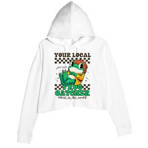 WorldS Best Frogcatcher Funny Frog Hunter Crop Fleece Hoodie