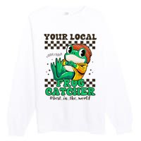 WorldS Best Frogcatcher Funny Frog Hunter Premium Crewneck Sweatshirt