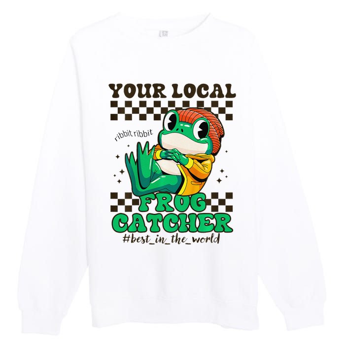 WorldS Best Frogcatcher Funny Frog Hunter Premium Crewneck Sweatshirt