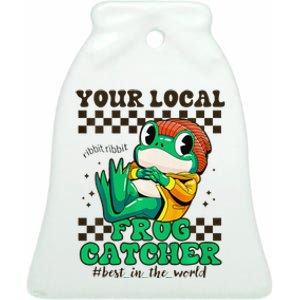 WorldS Best Frogcatcher Funny Frog Hunter Ceramic Bell Ornament