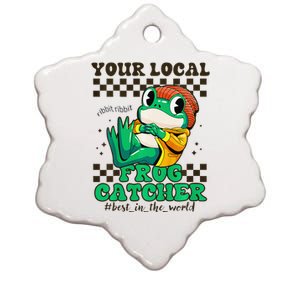 WorldS Best Frogcatcher Funny Frog Hunter Ceramic Star Ornament