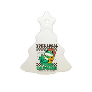 WorldS Best Frogcatcher Funny Frog Hunter Ceramic Tree Ornament