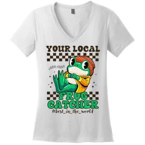 WorldS Best Frogcatcher Funny Frog Hunter Women's V-Neck T-Shirt