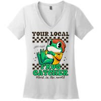 WorldS Best Frogcatcher Funny Frog Hunter Women's V-Neck T-Shirt